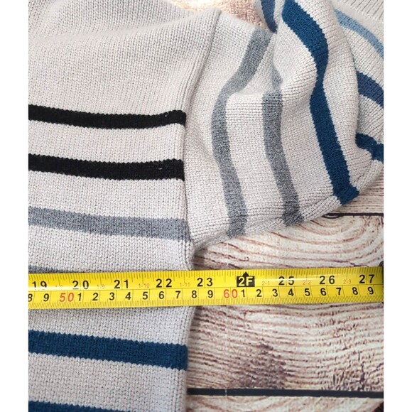 Philosophy Womens 1X Sweater Gray/Blue Striped Crewneck Pullover Nautical Casual - Picture 6 of 16